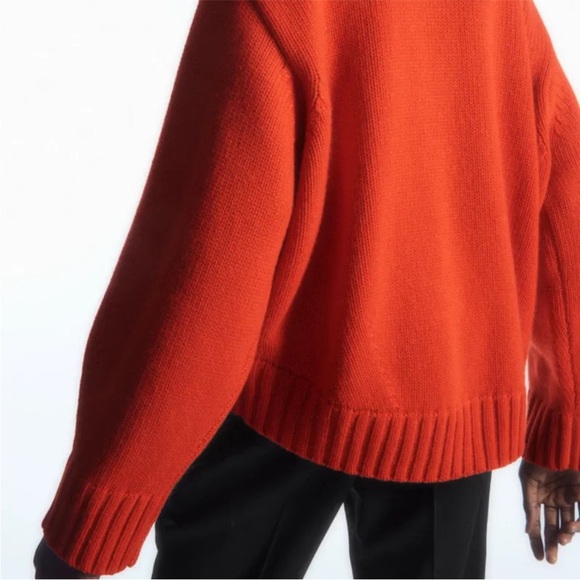 COS Chunky Pure Cashmere Crewneck Sweater Orange Size Small - Picture 4 of 7
